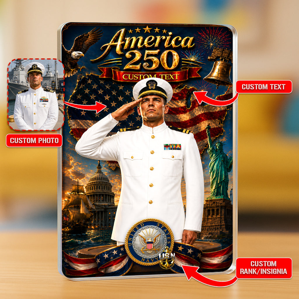 America 250th Custom Figure US Navy Service Dress White Uniform Acrylic Block