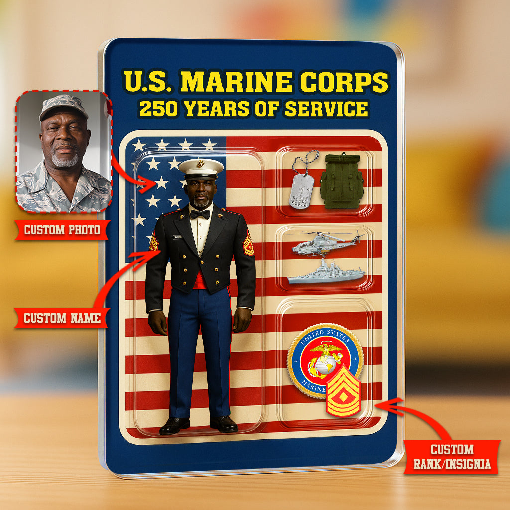 Personalized MARlNE 250th Years Of Service Custom Figure MARlNE Officer Evening Dress Uniform Acrylic Block
