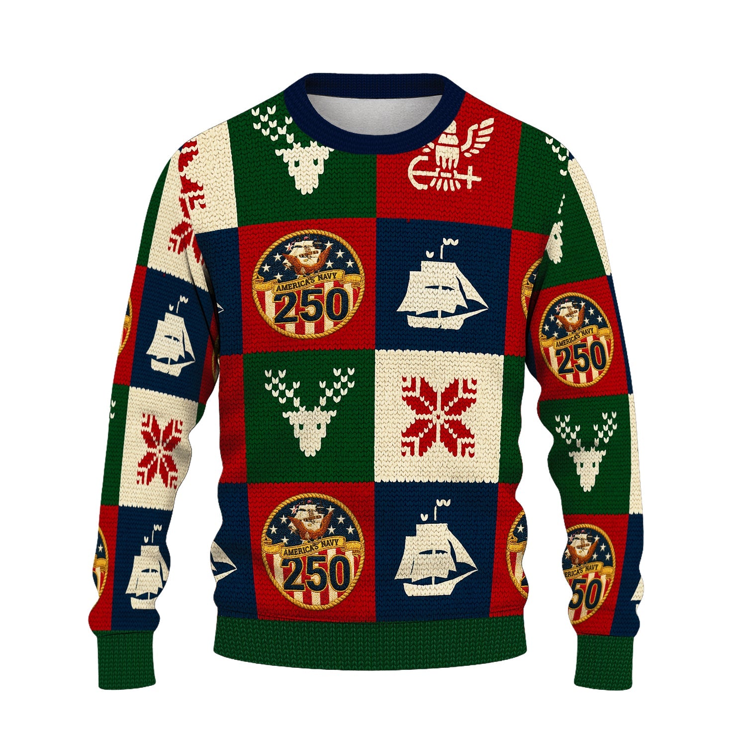 US Navy 250 America Christmas Ugly Sweater