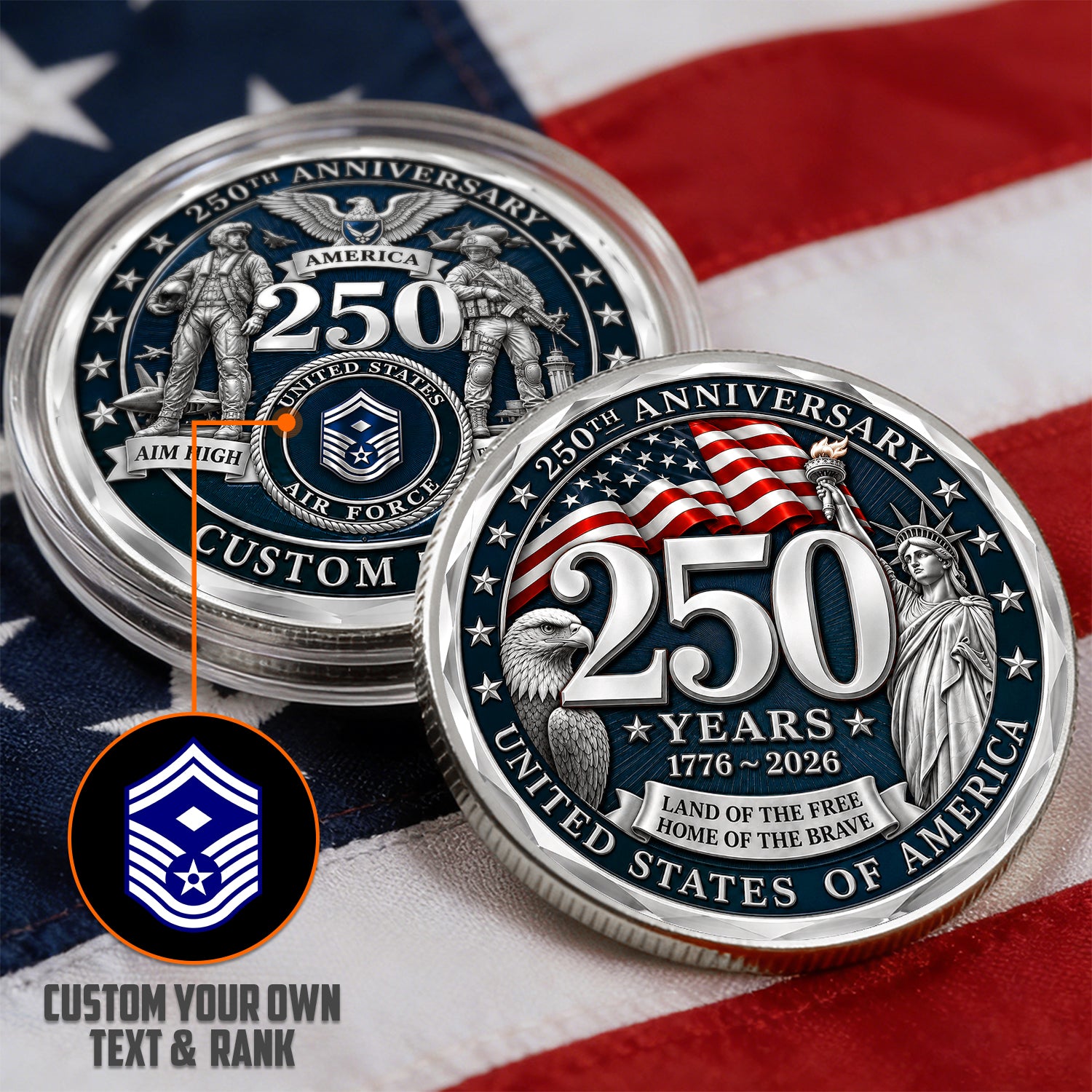 Custom Air Force 250th Anniversary Challenge Coin Gift