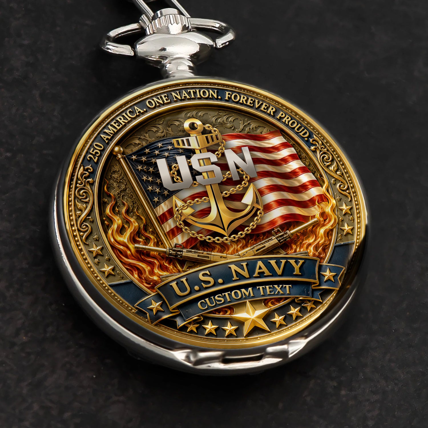 US Navy Veteran Pocket Watch Personalized Service Recognition Gift