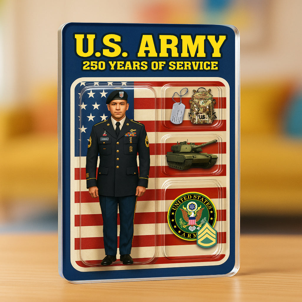 Personalized US Army 250th Years Of Service Custom Figure Acrylic Block