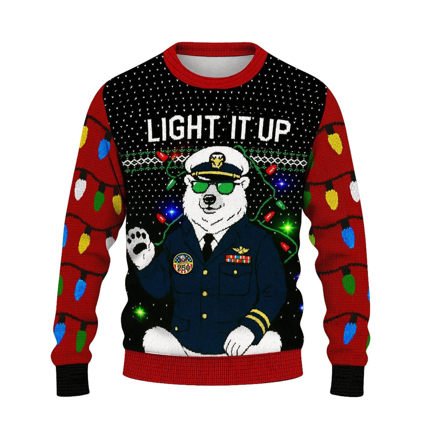 US Navy Light It Up Christmas Ugly Sweater