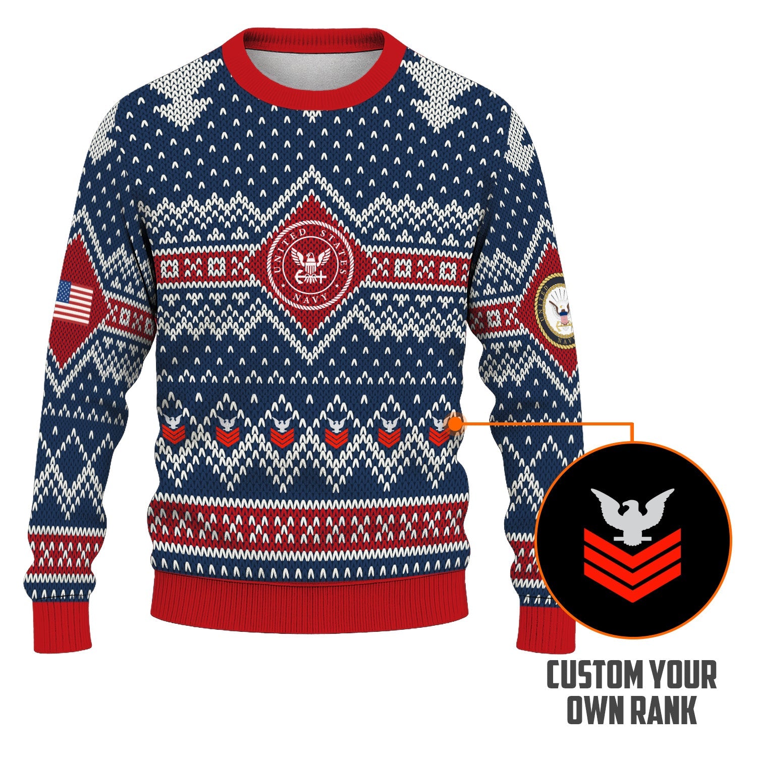 Personalized US Navy Christmas Ugly Sweater TUST09