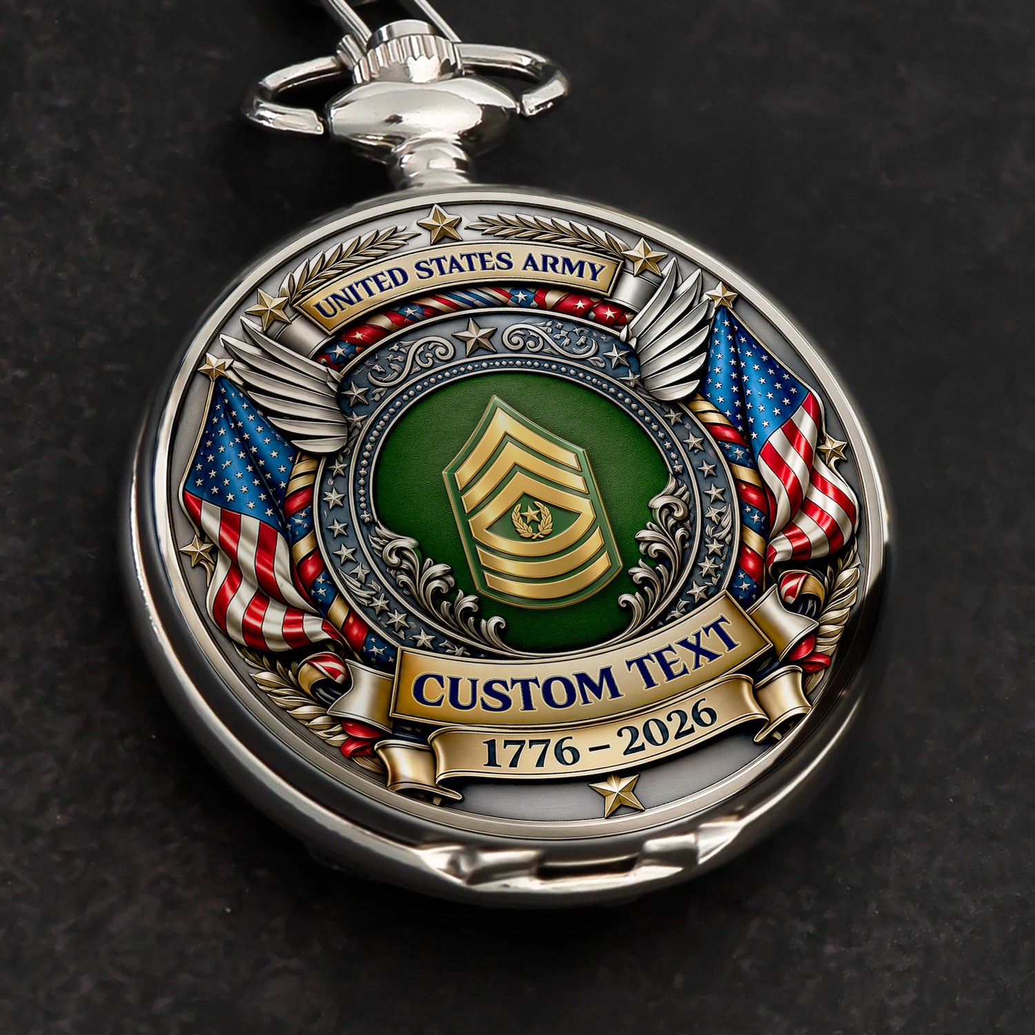 Custom Army Pocket Watch 250th Anniversary Veteran Gift