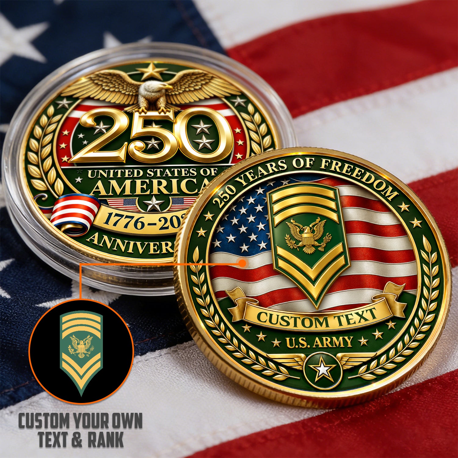 Custom U.S. Army 250th Anniversary Challenge Coin Gift