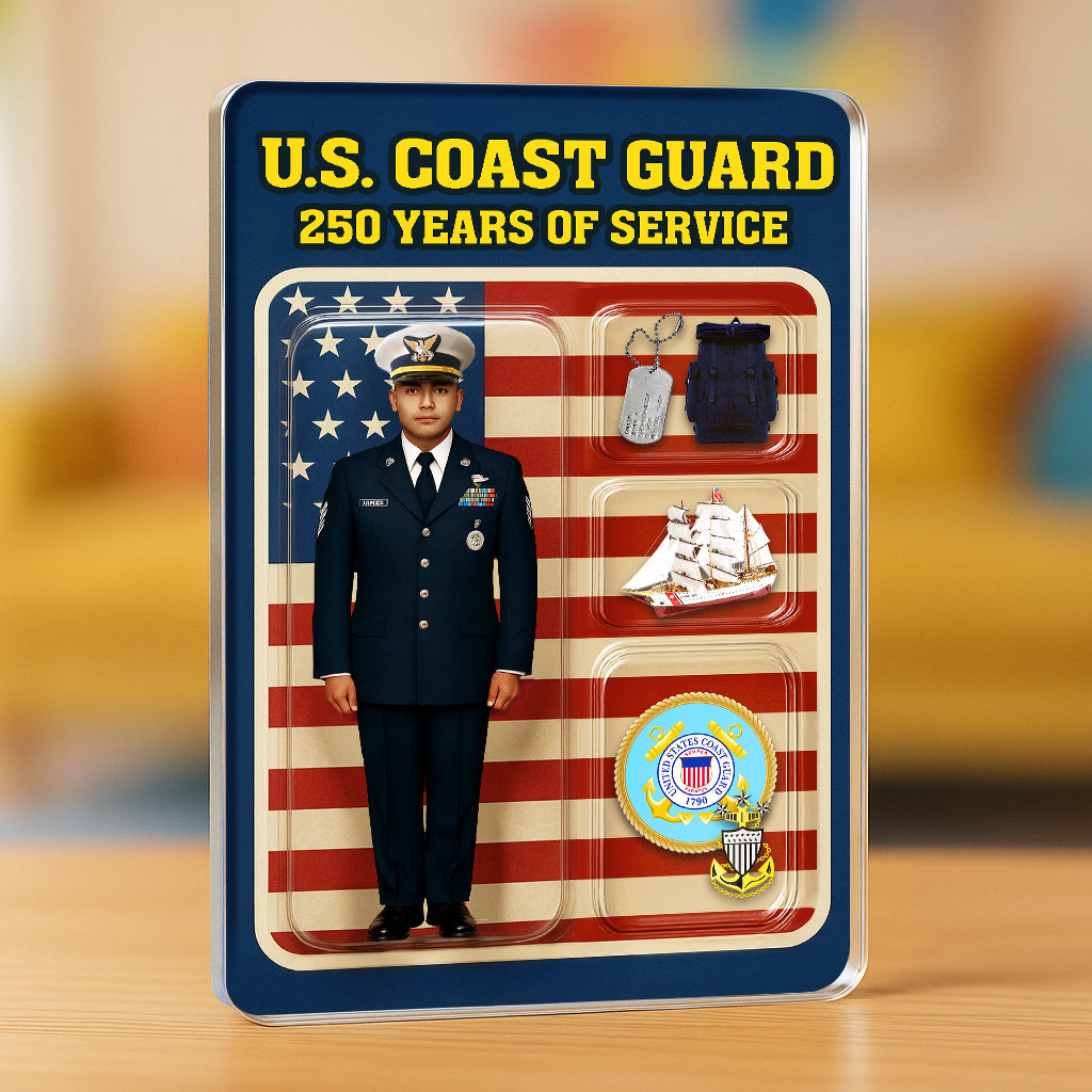 Personalized US Coast Guard 250th Years Of Service Custom Figure Acrylic Block