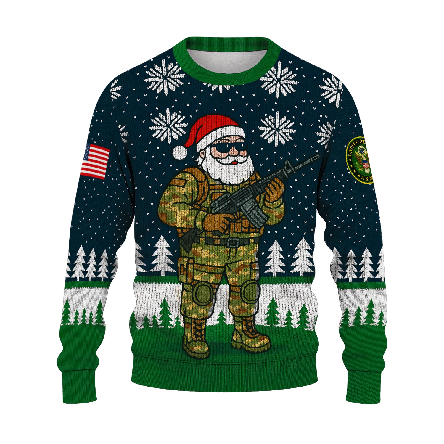 US Army Santa Cloud Christmas Ugly Christmas Sweater