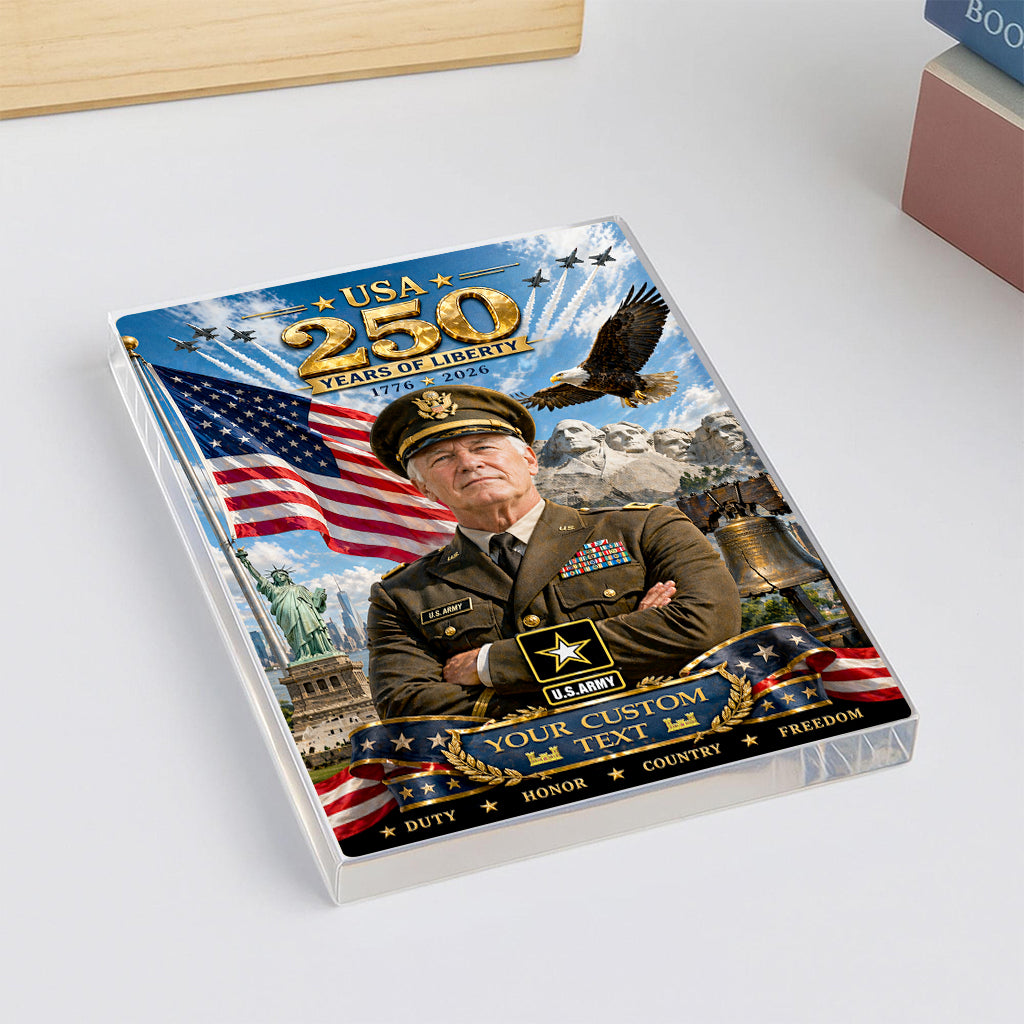 USA 250 Years Of Liberty Custom US Army Green Service Uniform Figure Acrylic Block