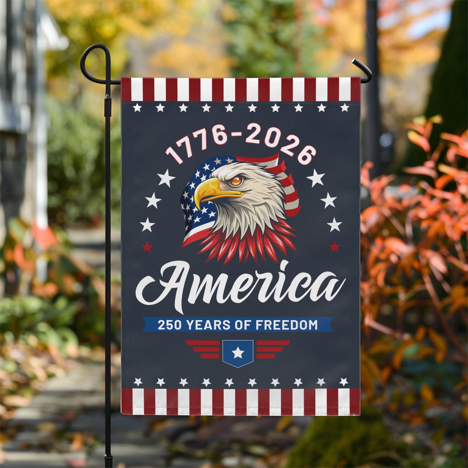 1776-2026 America 250 Years Of Freedom Garden Flag 12''x18'' Twin-Side Printing