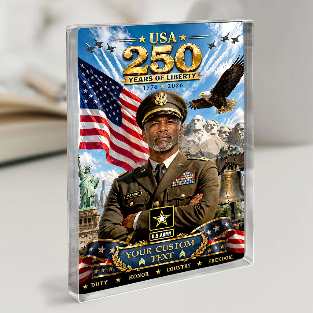 USA 250 Years Of Liberty Custom US Army Green Service Uniform Figure Acrylic Block
