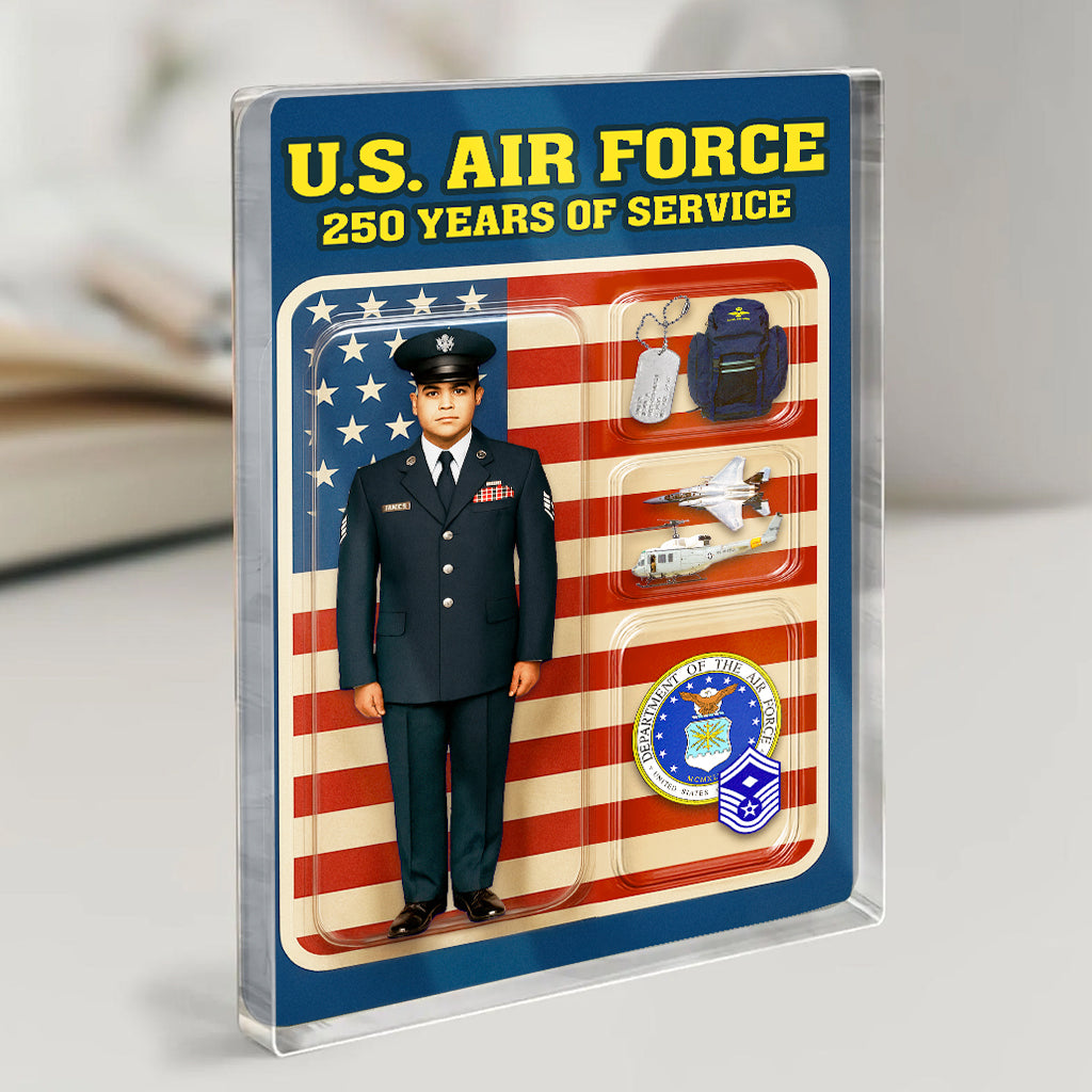 Personalized US Air Force 250th Years Of Service Custom Figure Acrylic Block