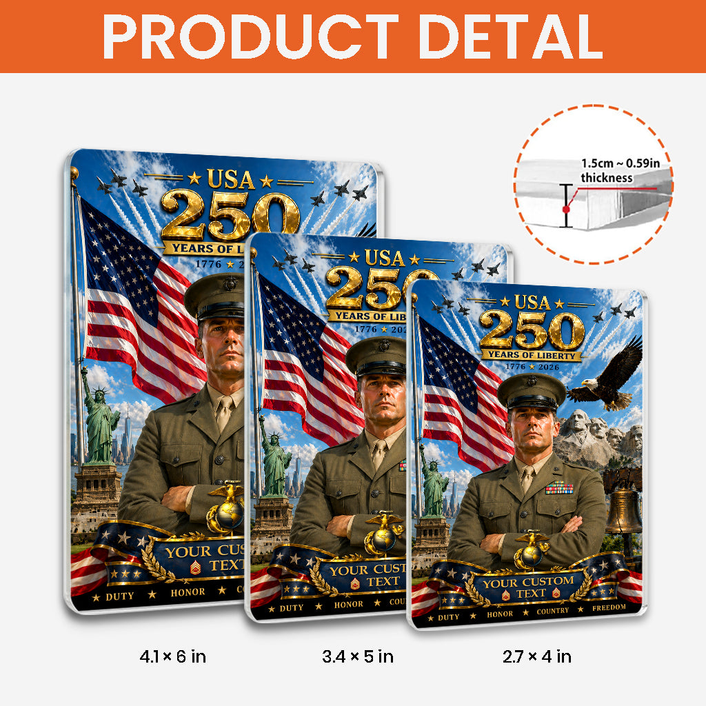 USA 250 Years Of Liberty USMC Service Dress Uniform Custom Figure Acrylic Block