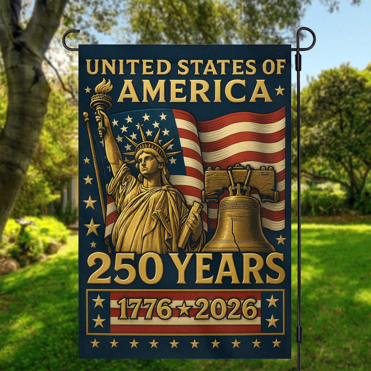 United States Of America 250 Garden Flag 12''x18'' Twin-Side Printing
