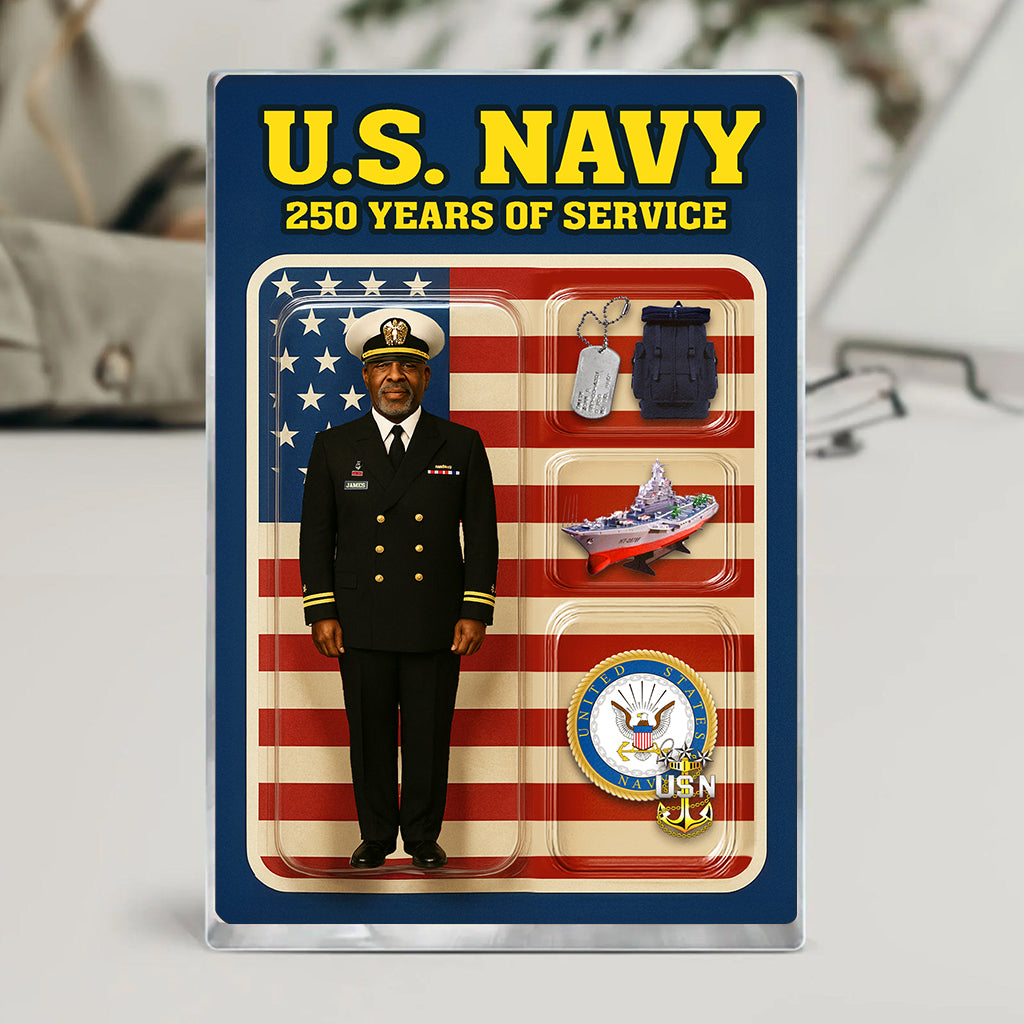 Personalized US Navy 250th Years Of Service Custom Figure Acrylic Block