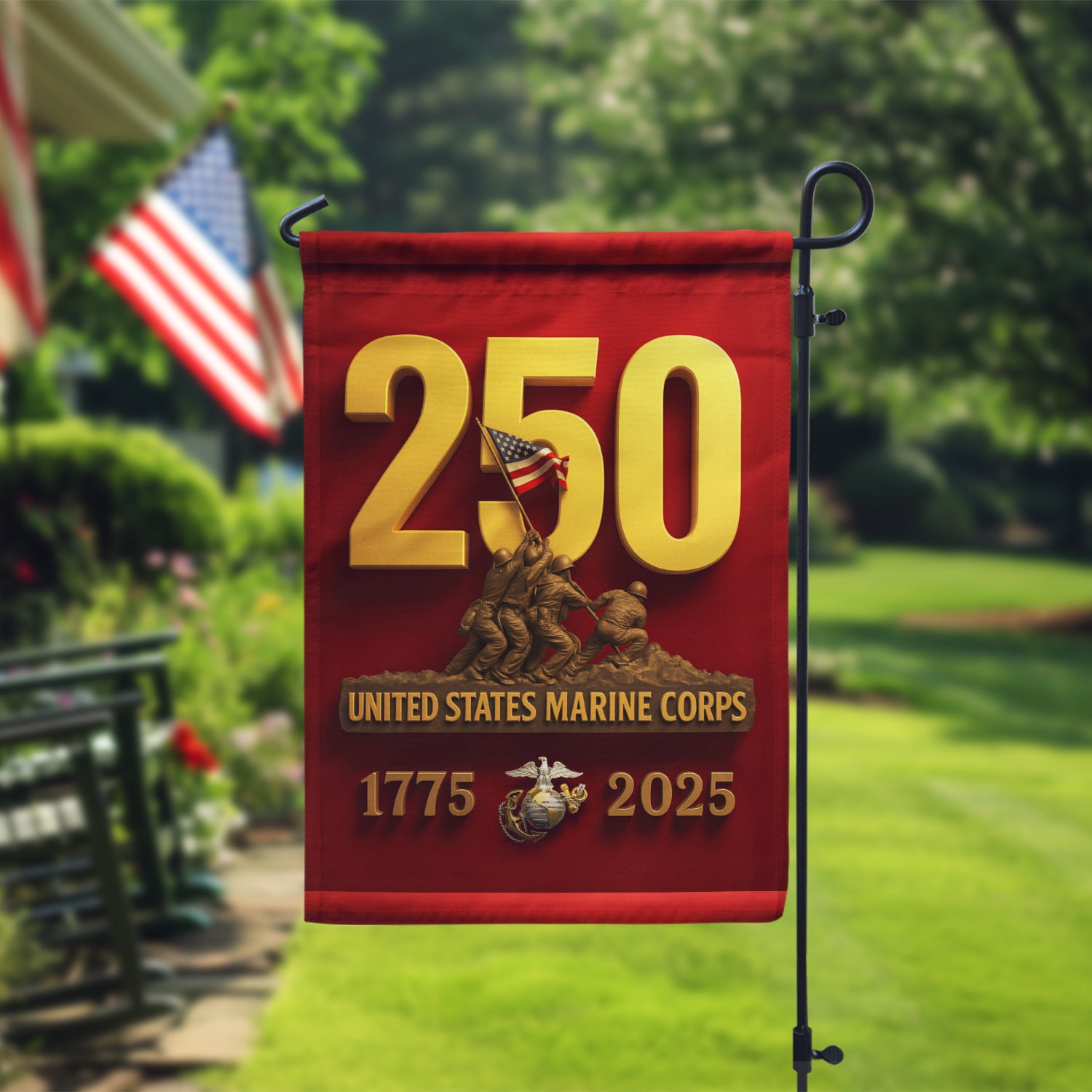 MARlNE 1775 - 2025 Garden Flag 12" x 18" Twin-Side Printing