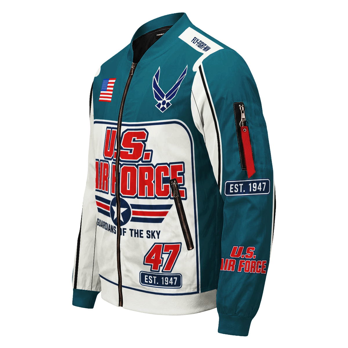 Personalized U.S. Air Force Bomber Jacket Custom Veteran Rank Service Text