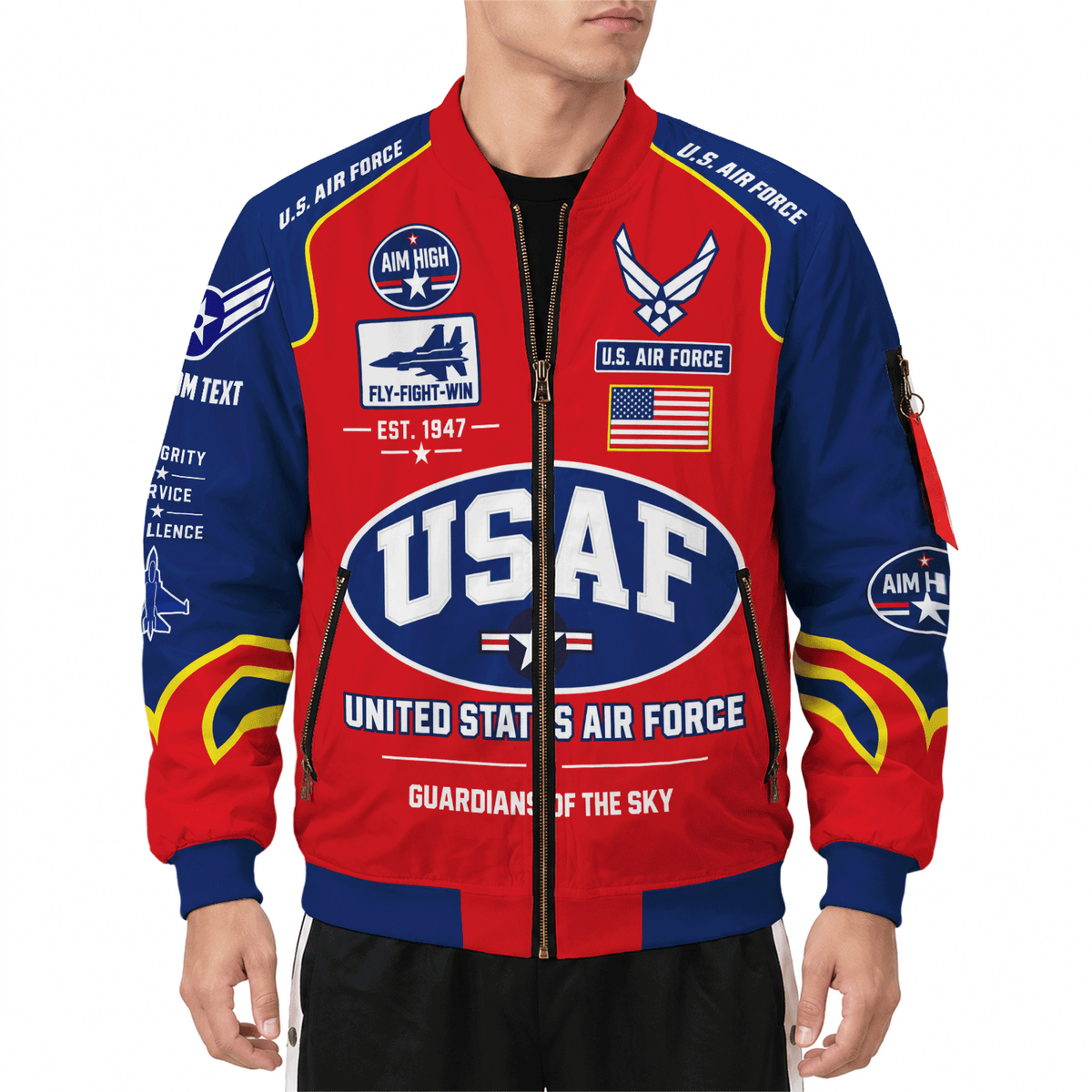 Air Force Service Member Bomber Jacket Custom Name Rank Personalized Gift