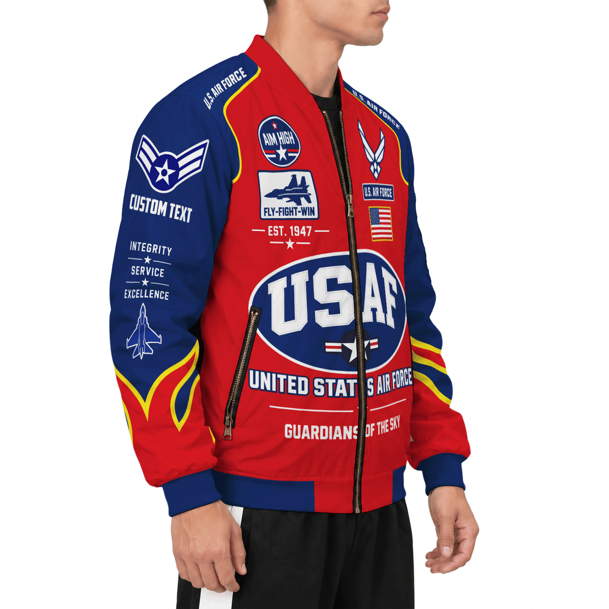 Air Force Service Member Bomber Jacket Custom Name Rank Personalized Gift