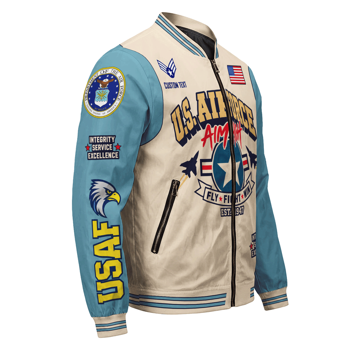 U.S. Air Force Veteran Bomber Jacket Personalized Service Rank & Name