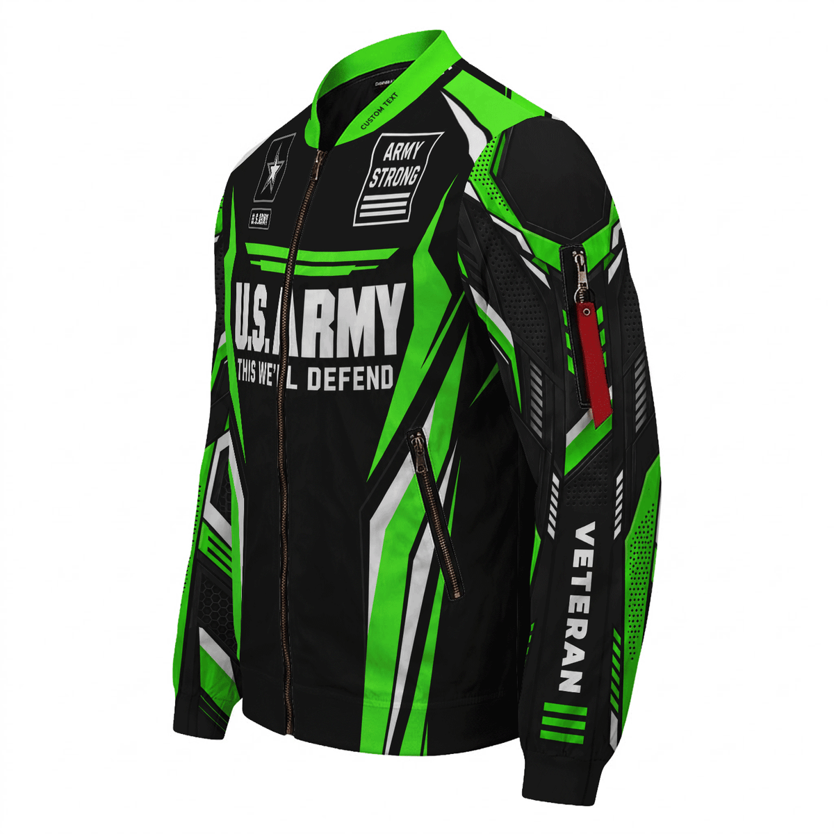 U.S. Army Custom Rank Bomber Jacket Personalized Veteran Service Apparel
