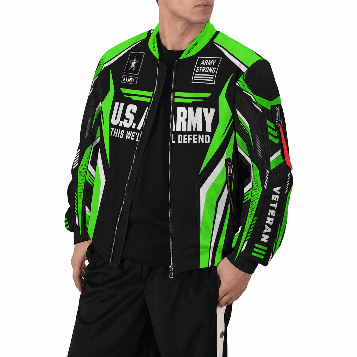 U.S. Army Custom Rank Bomber Jacket Personalized Veteran Service Apparel