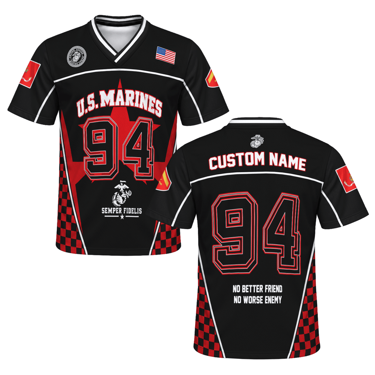 Personalized Marine Corps Sports Jersey Custom Rank Number and Text