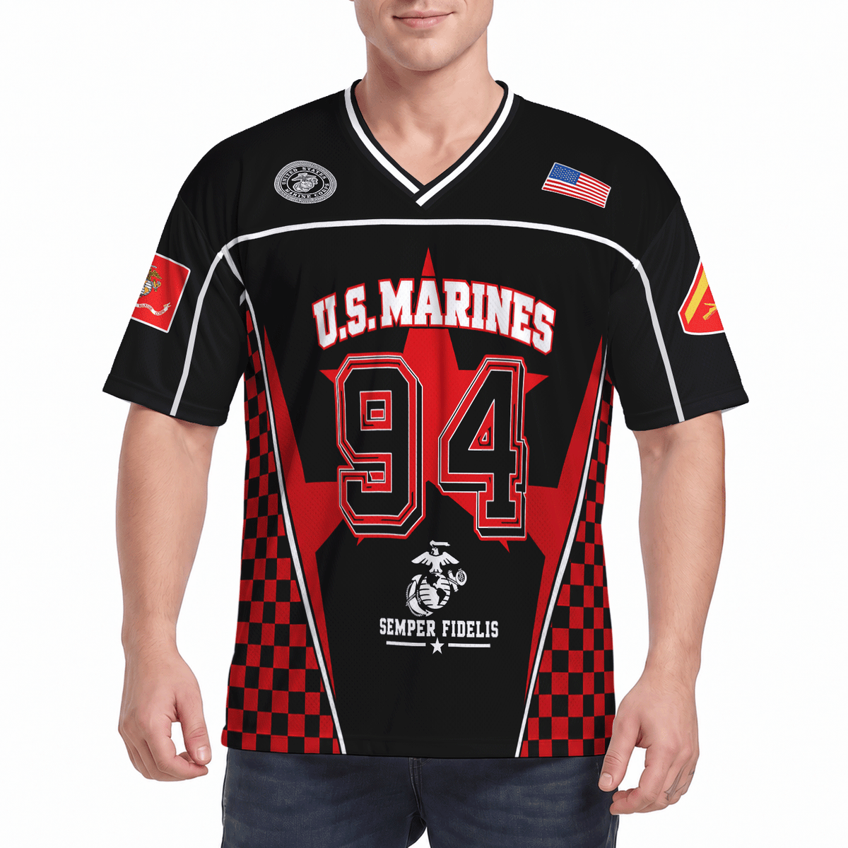 Personalized Marine Corps Sports Jersey Custom Rank Number and Text