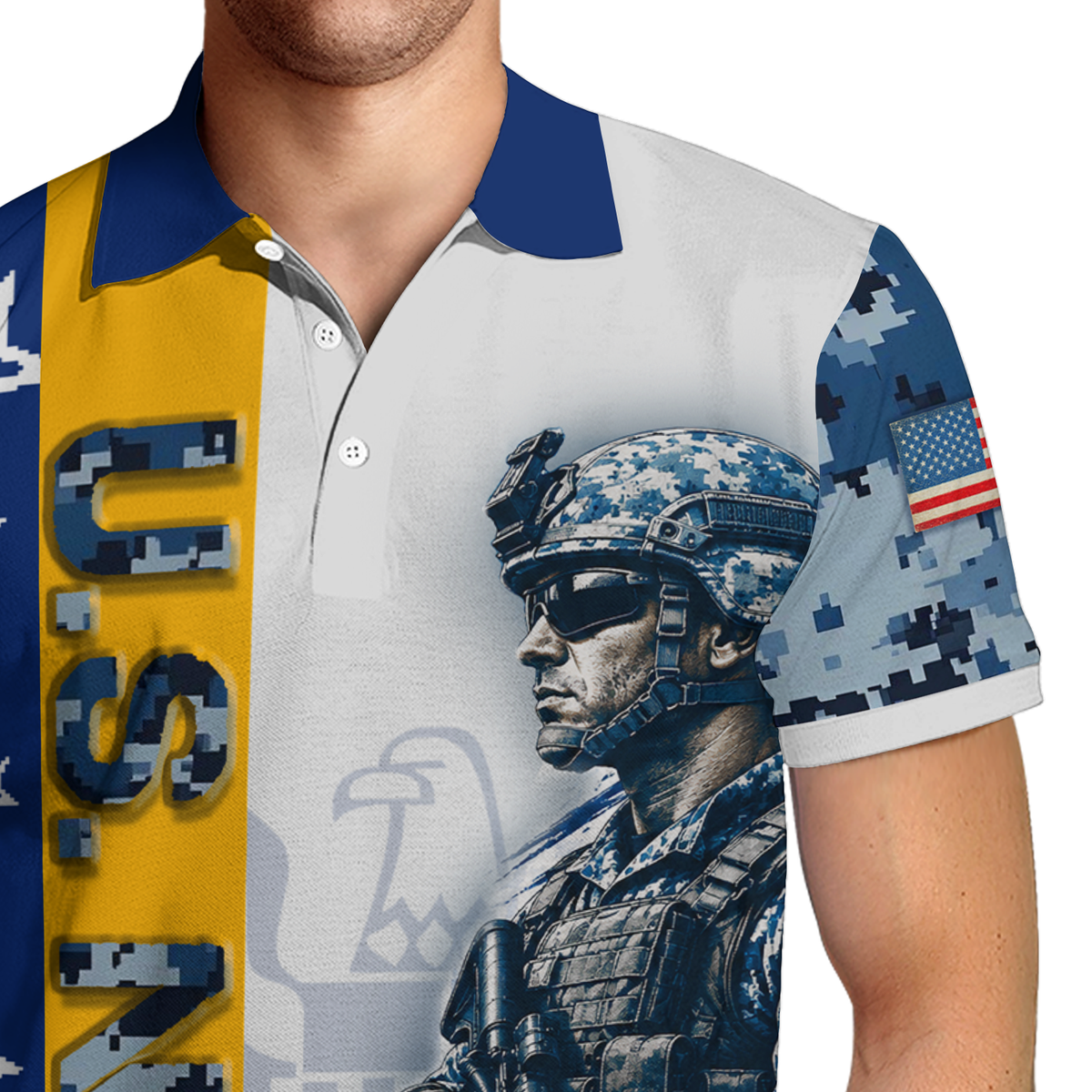 Personalized US Navy Military Polo Shirt with Custom Rank