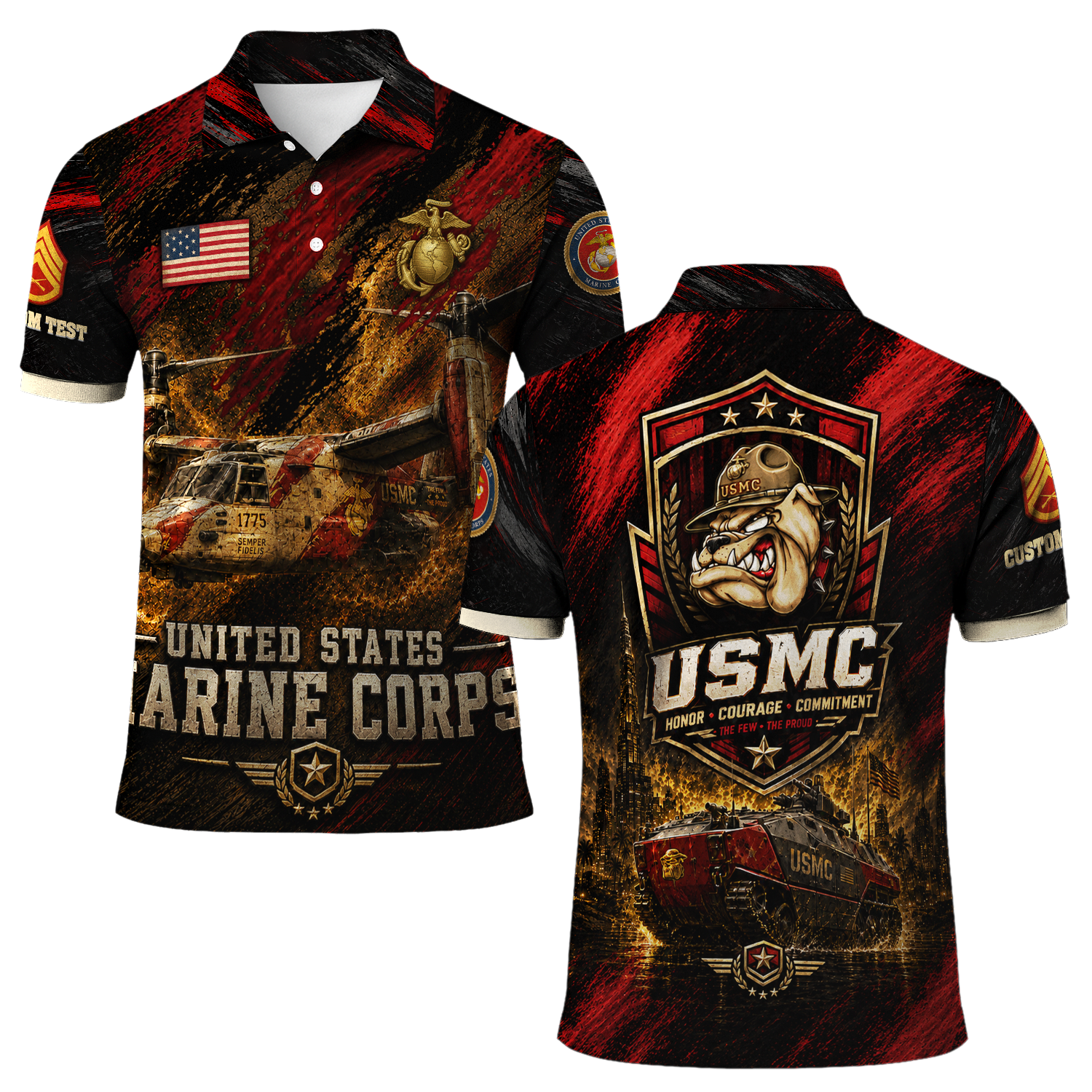 Personalized USMC Military Gift 3D All-Over Print Polo Shirt