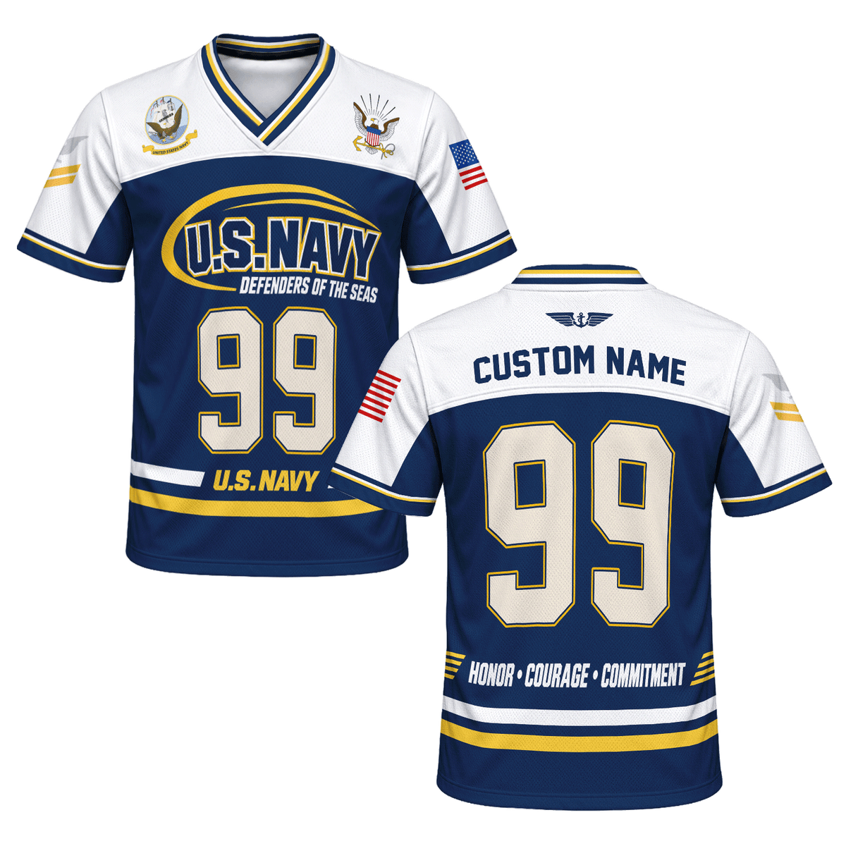 U.S. Navy Military Jersey Custom Rank Name Text and Number