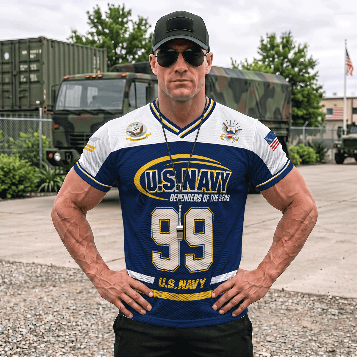 U.S. Navy Military Jersey Custom Rank Name Text and Number