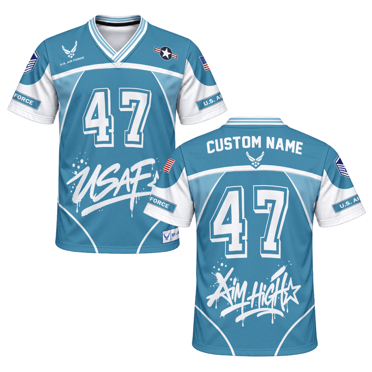 Personalized Air Force Veteran Jersey Custom Rank Number and Text
