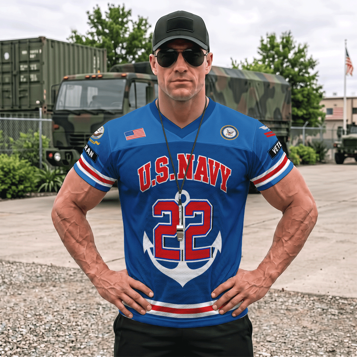 U.S. Navy Personalized Sports Jersey Custom Rank Text and Number