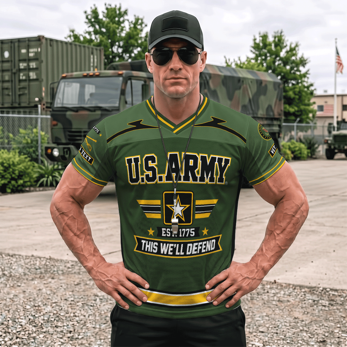 U.S. Army Veteran Jersey Personalized Military Rank and Custom Text