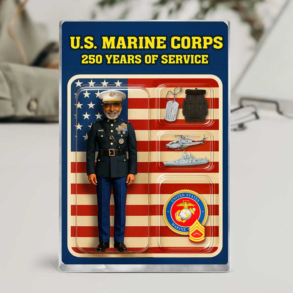 Personalized MARlNE 250th Years Of Service Custom Figure MARlNE Male Officer Blue Dress Uniform Acrylic Block