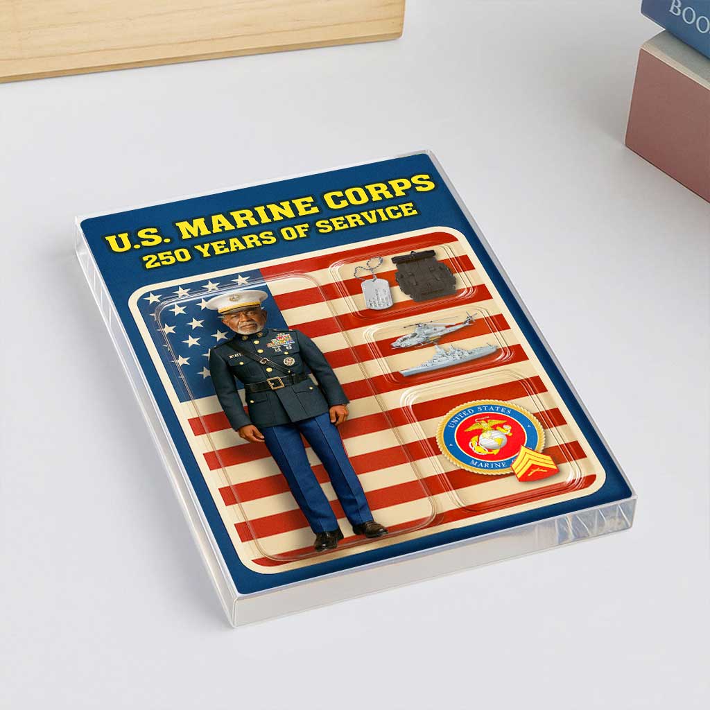 Personalized MARlNE 250th Years Of Service Custom Figure MARlNE Male Officer Blue Dress Uniform Acrylic Block