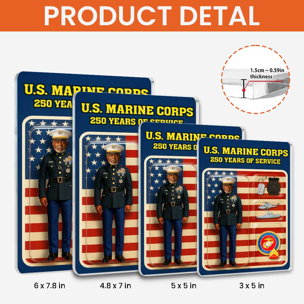 Personalized MARlNE 250th Years Of Service Custom Figure MARlNE Male Officer Blue Dress Uniform Acrylic Block