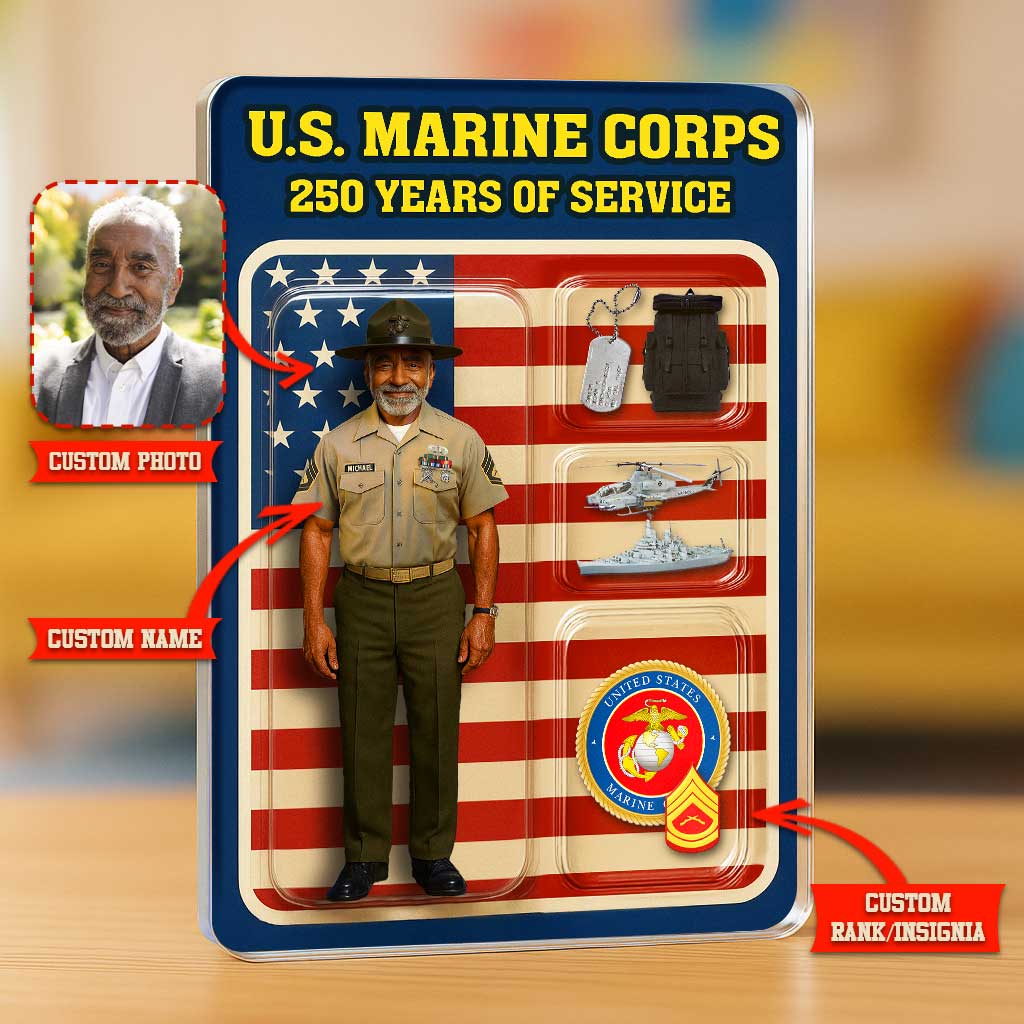 Personalized MARlNE 250th Years Of Service Custom Figure MARlNE Enlisted Service Dress Uniform Acrylic Block