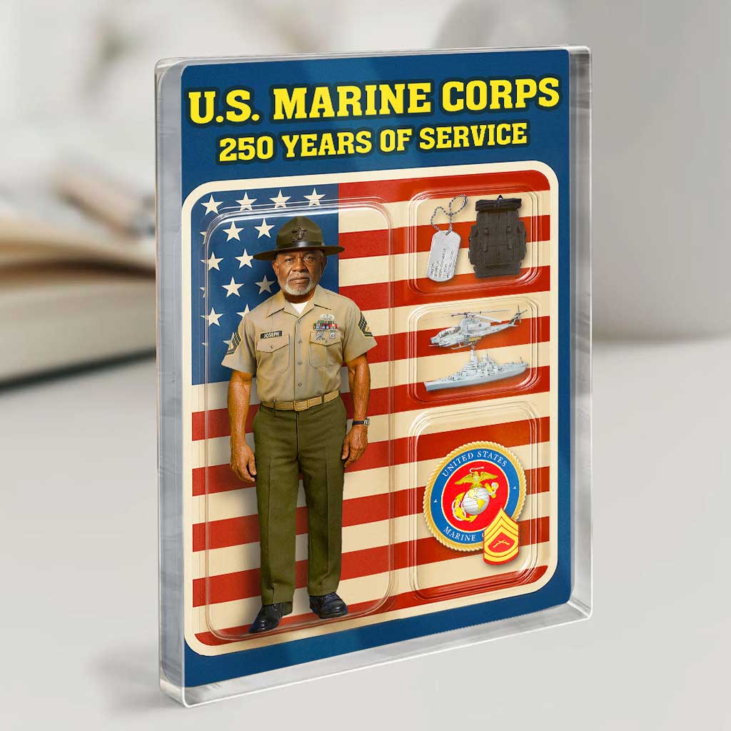 Personalized MARlNE 250th Years Of Service Custom Figure MARlNE Enlisted Service Dress Uniform Acrylic Block