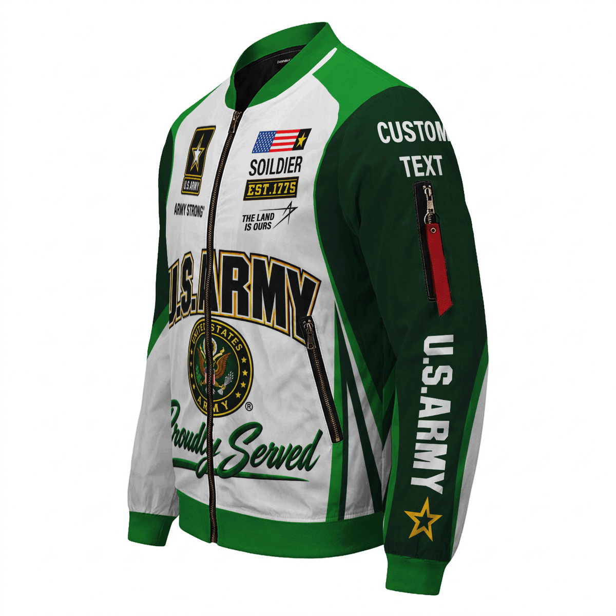 U.S. Army Veteran Jacket Personalized Rank Name All-Over Print Bomber