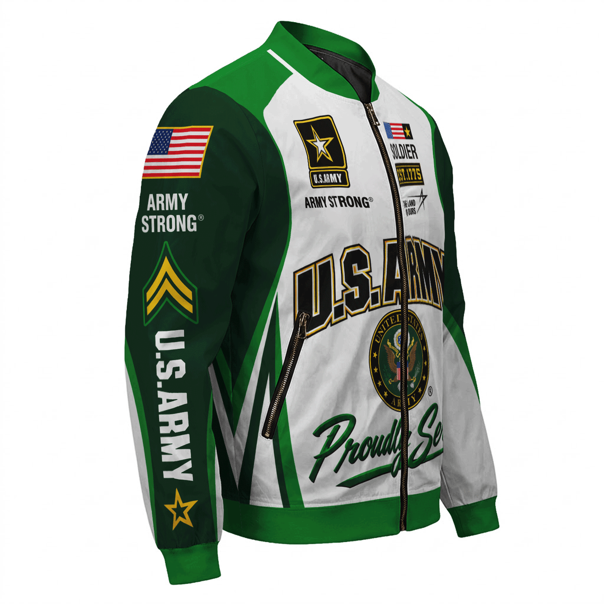 U.S. Army Veteran Jacket Personalized Rank Name All-Over Print Bomber