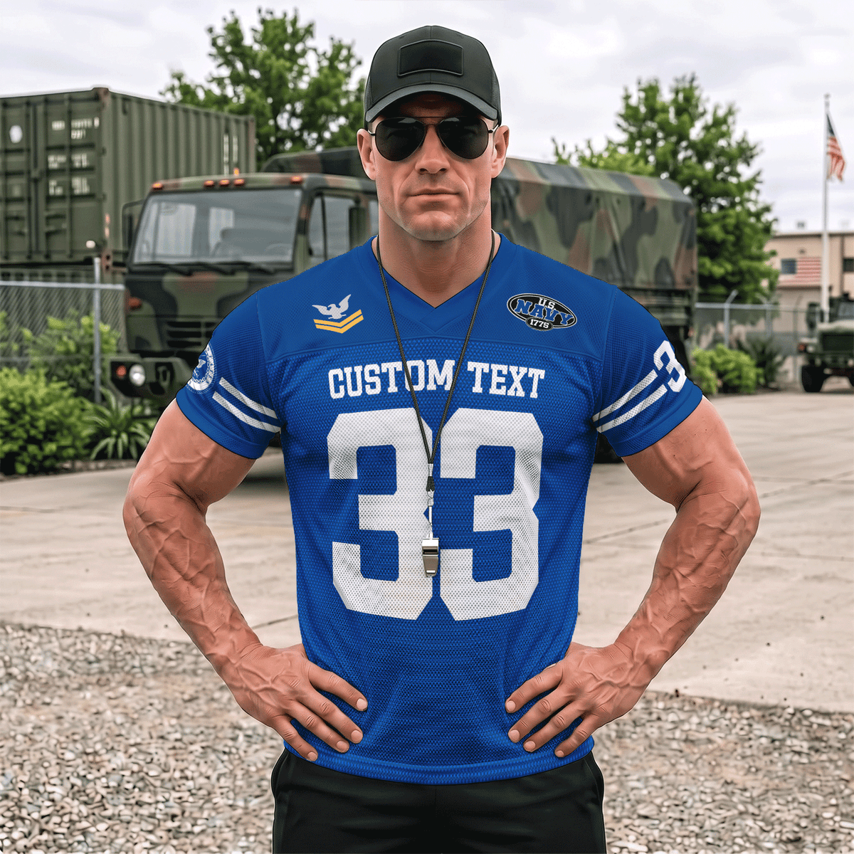 Personalized Navy Veteran Jersey Custom Rank Number and Text