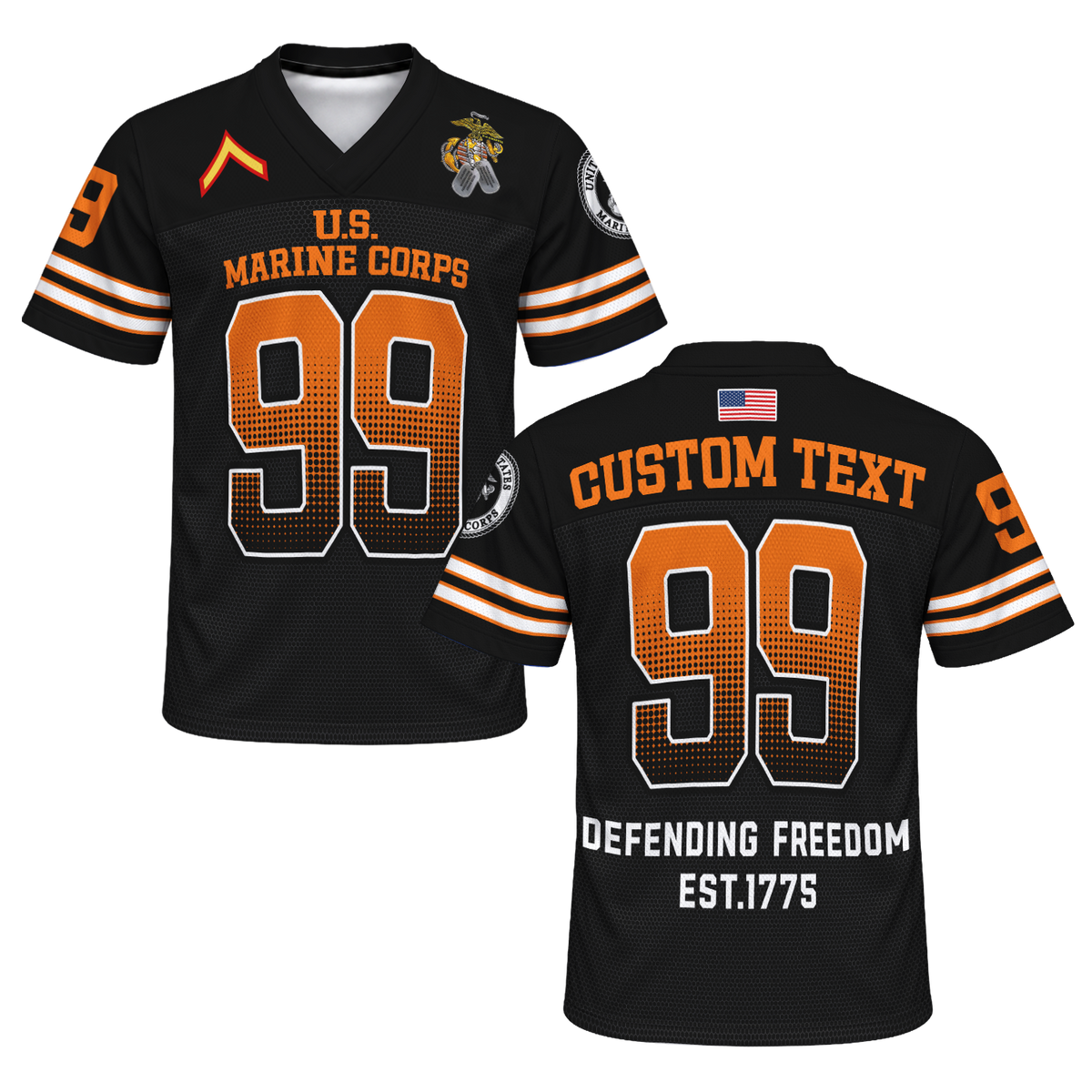 Custom USMC Sports Jersey Personalized Rank Text and Jersey Number