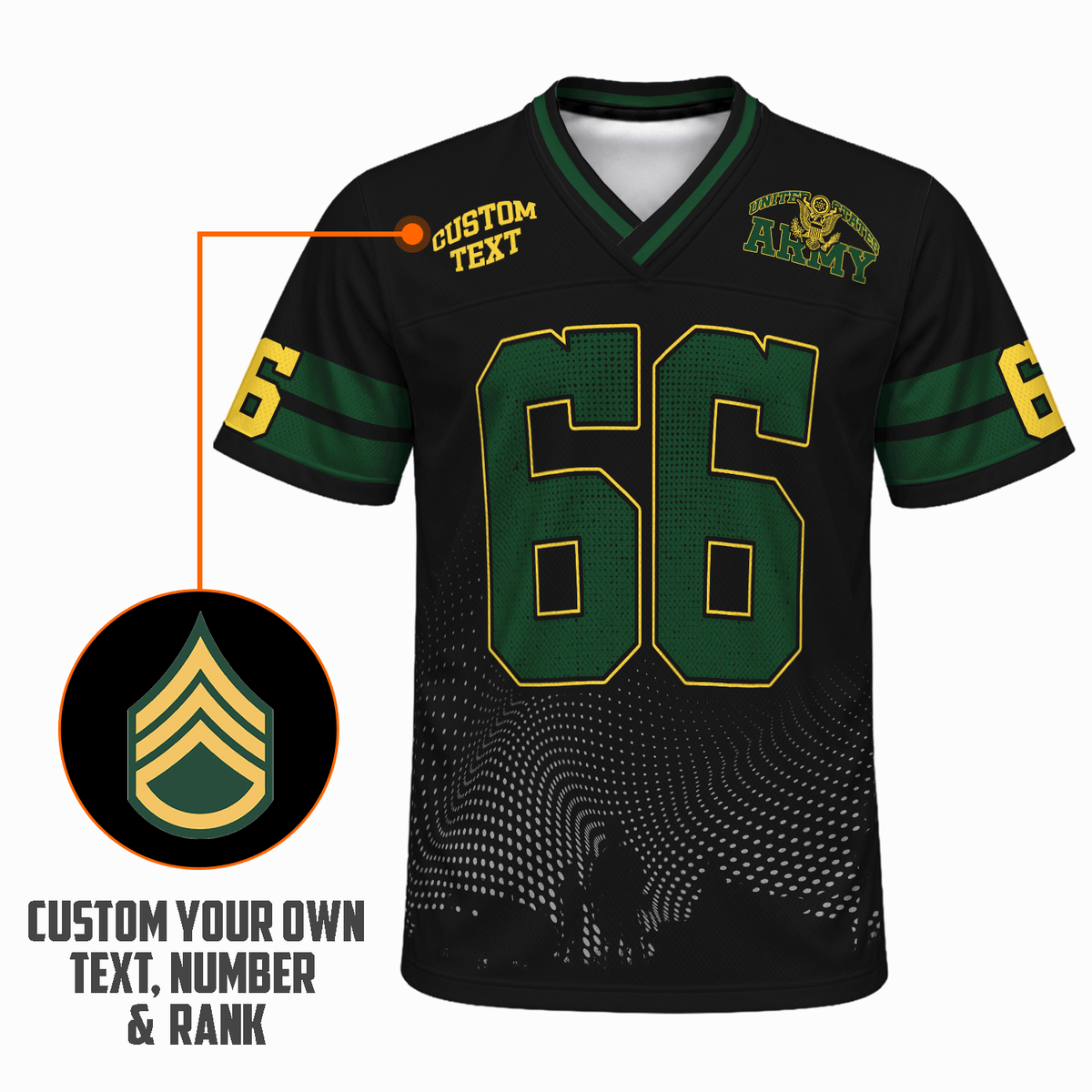 U.S. Army Personalized Sports Jersey Custom Rank Text Military Apparel