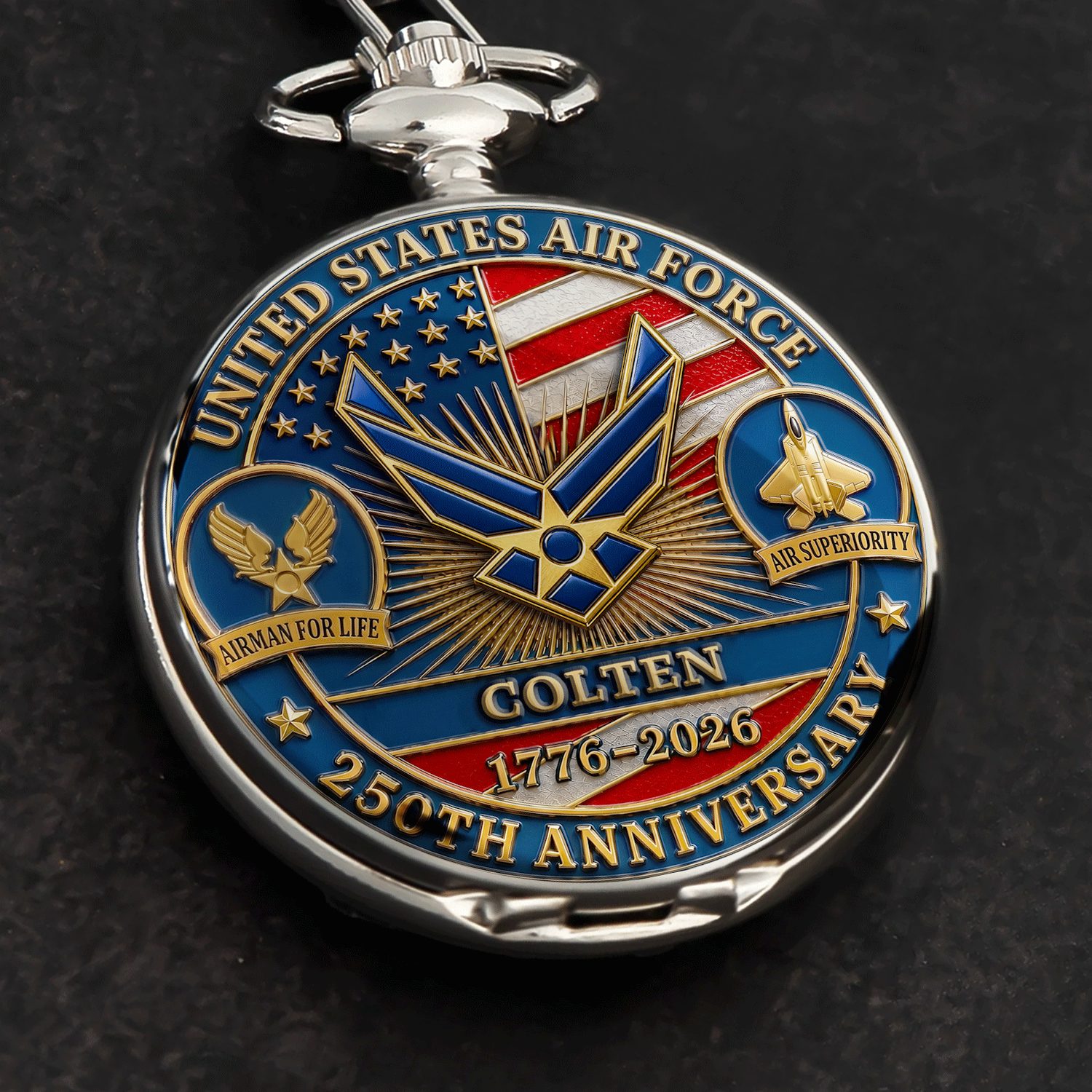 Personalized Air Force Pocket Watch Veteran Retirement Gift