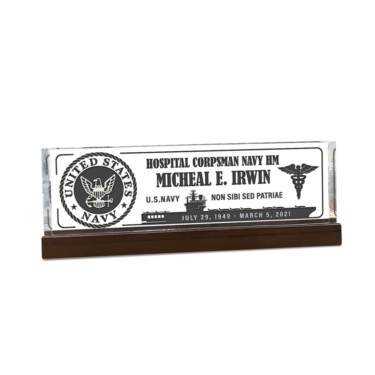 Custom Name, Rank & Year Acrylic Plaque - US Navy Gifts