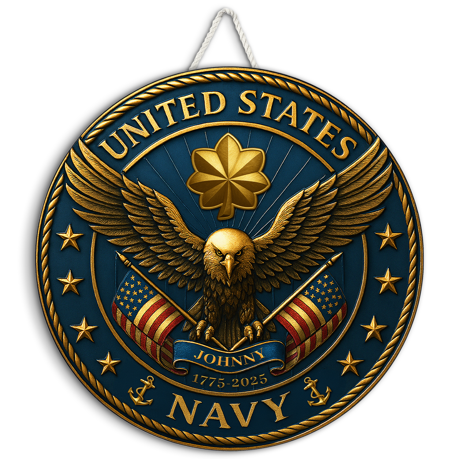 U.S. Navy Eagle Wooden Sign – Personalized Rank & Name
