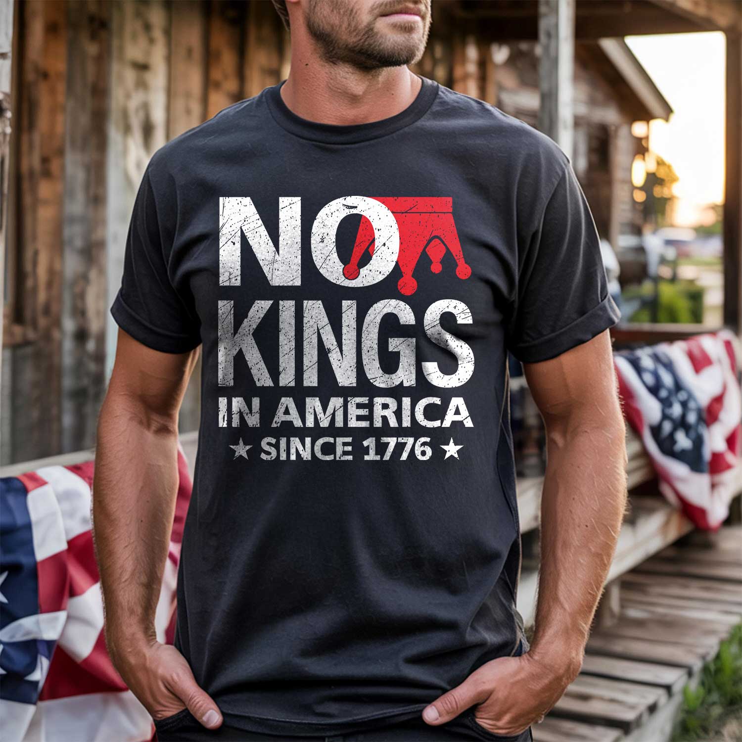 No Kings In America Since 1976 Front T-Shirt
