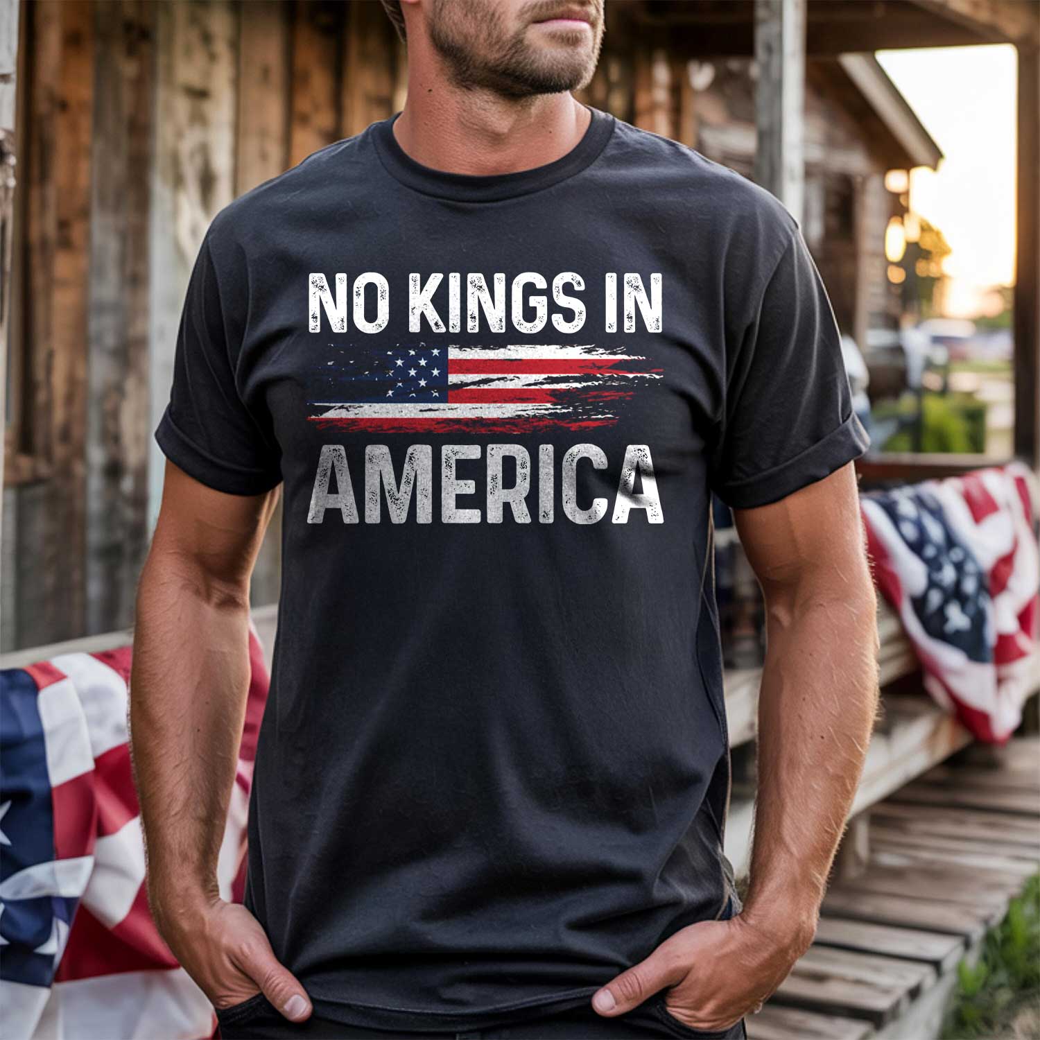 No Kings In America Front T-Shirt